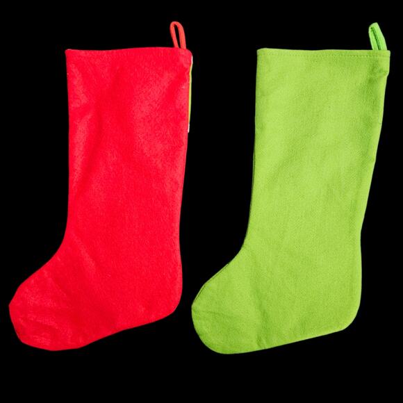 Set of 2 Christmas Stockings Santa & Snowman Felt Holiday Decorations 17" - Picture 2 of 7